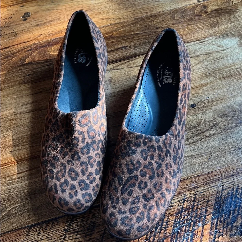 SAS Bliss Slip-On Wedge New Tan Leopard Print Sz 11W